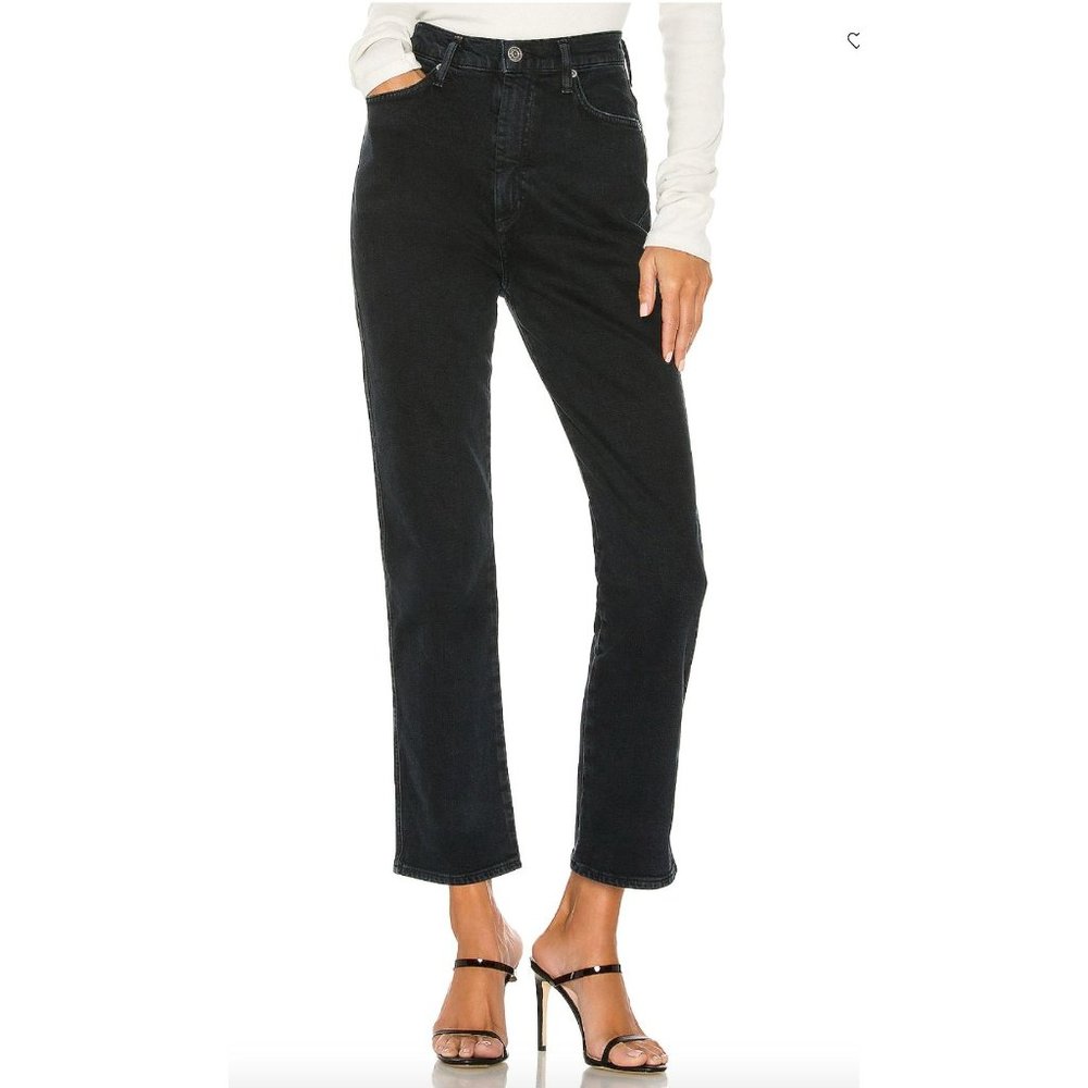 Agolde Pinch Waist High Rise Kick in Realm Black - Size 28